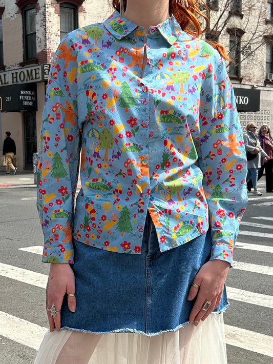 teddy bear printed blouse