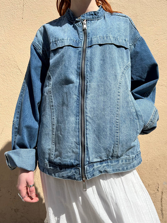 denim biker jacket