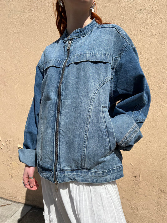 denim biker jacket