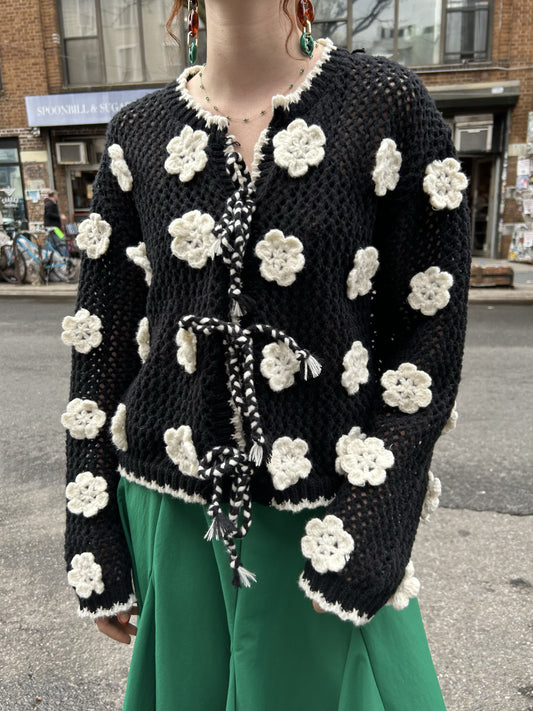 knitted floral cardigan