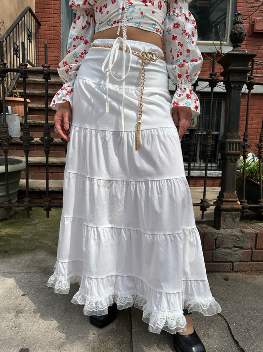 long lace trim skirt