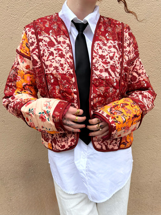 multi patch quilted jacket