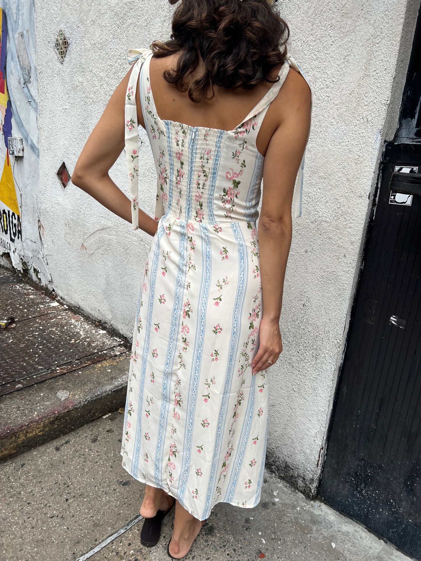 side slit floral print dress