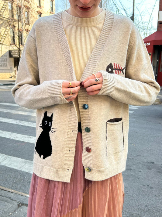 cat fish cardigan