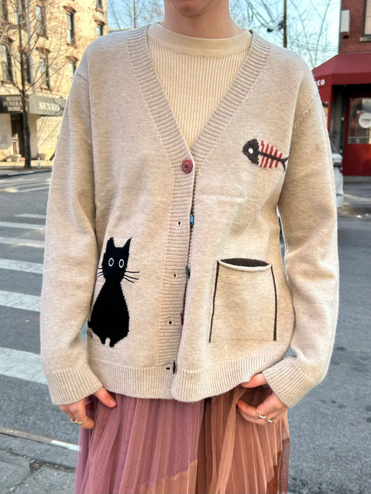 cat fish cardigan