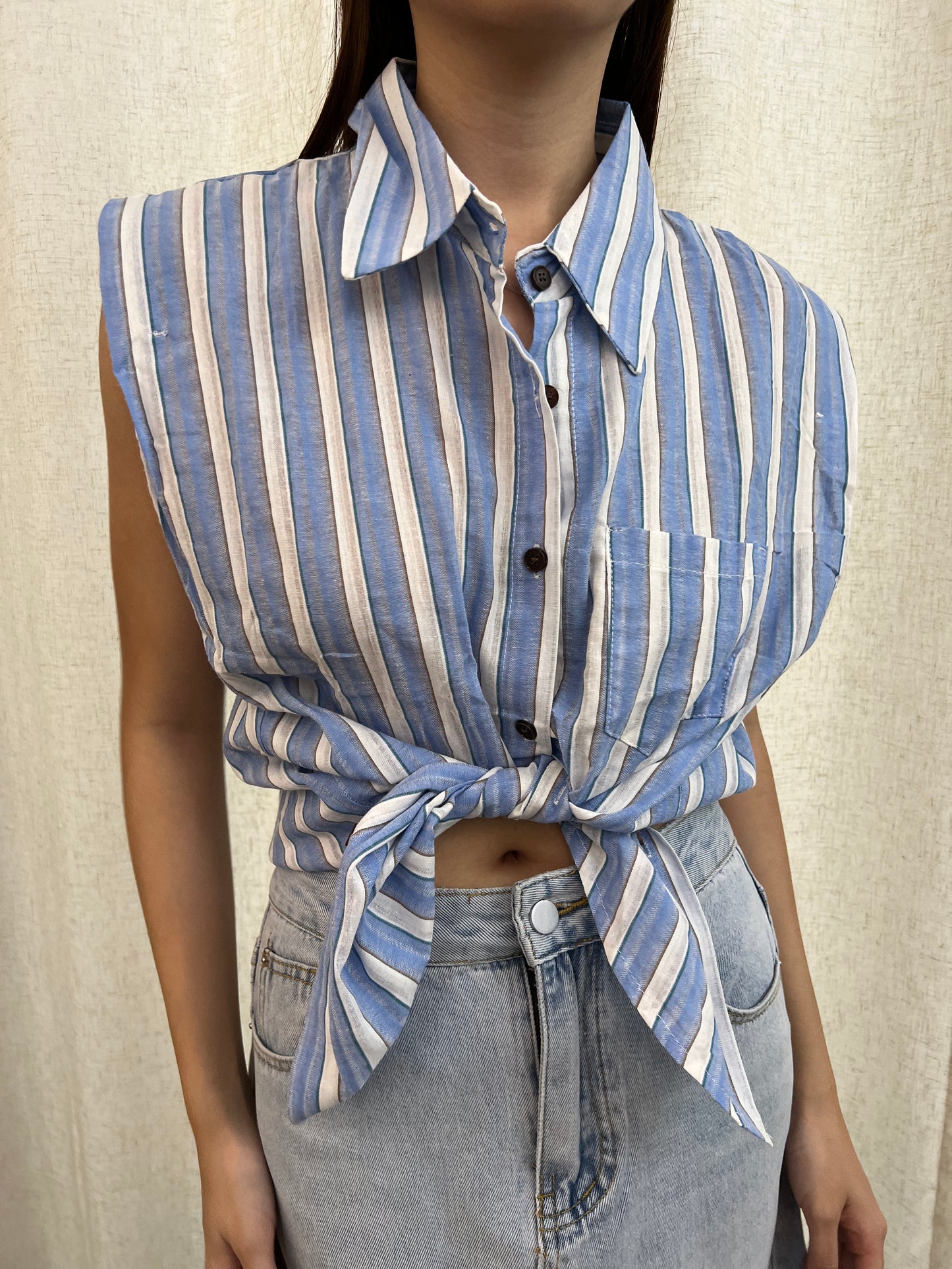 slvless stripe blouse