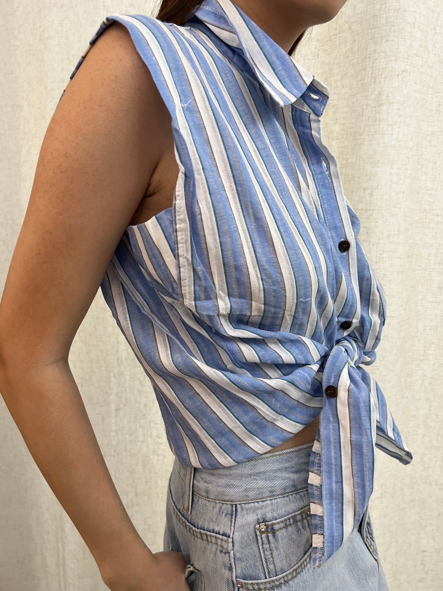 slvless stripe blouse
