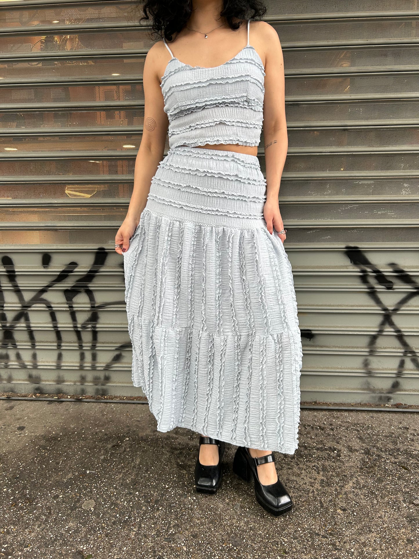 textured tank w long skirt set