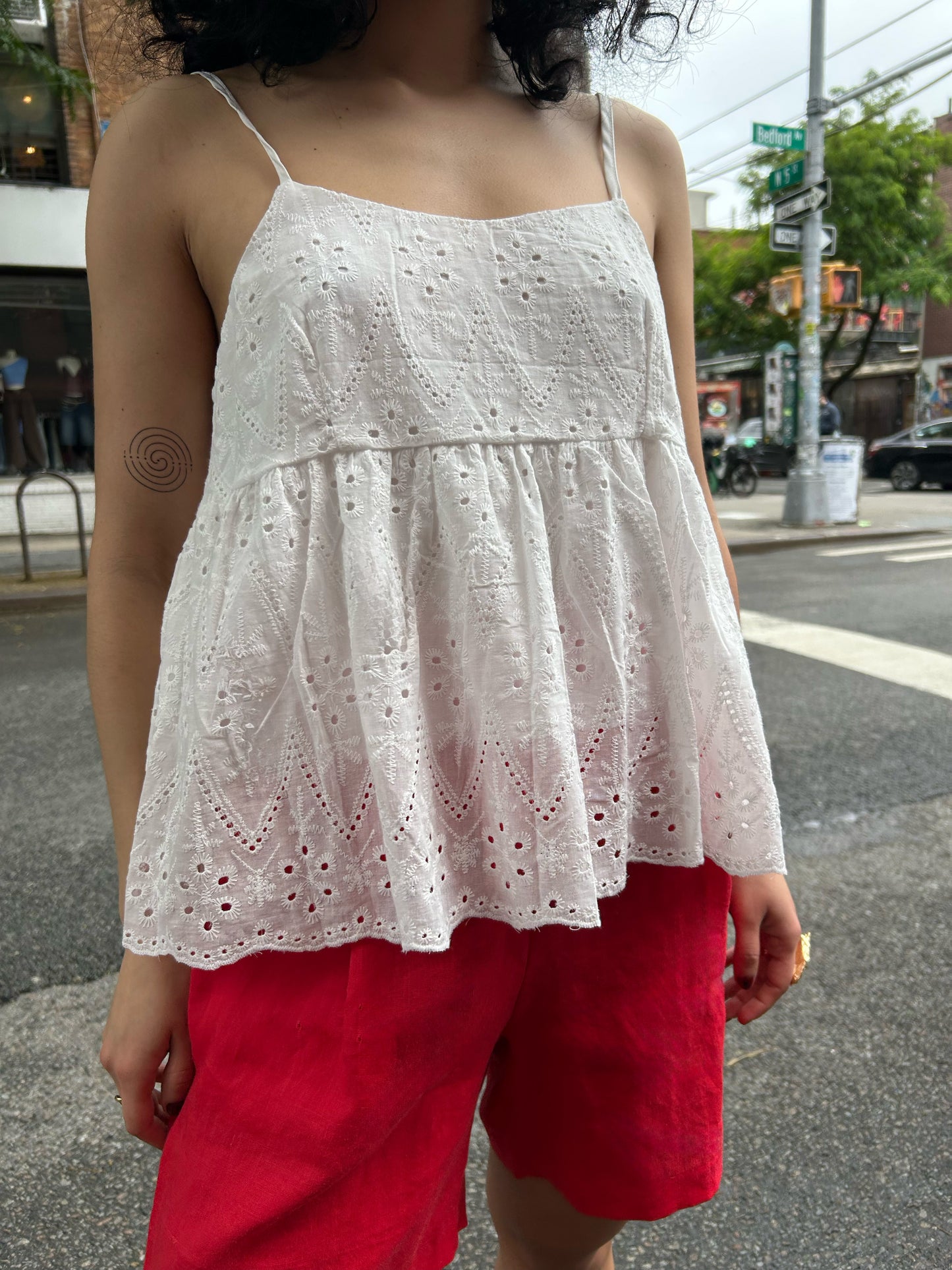 eyelet detail babydoll cami