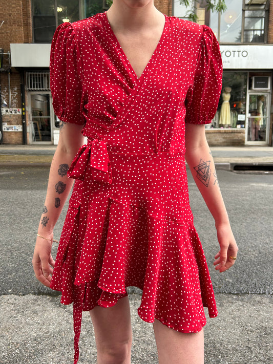 s/s dot wrap dress
