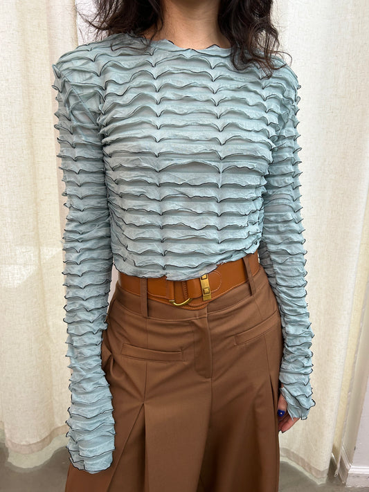 shirred pleated blouse