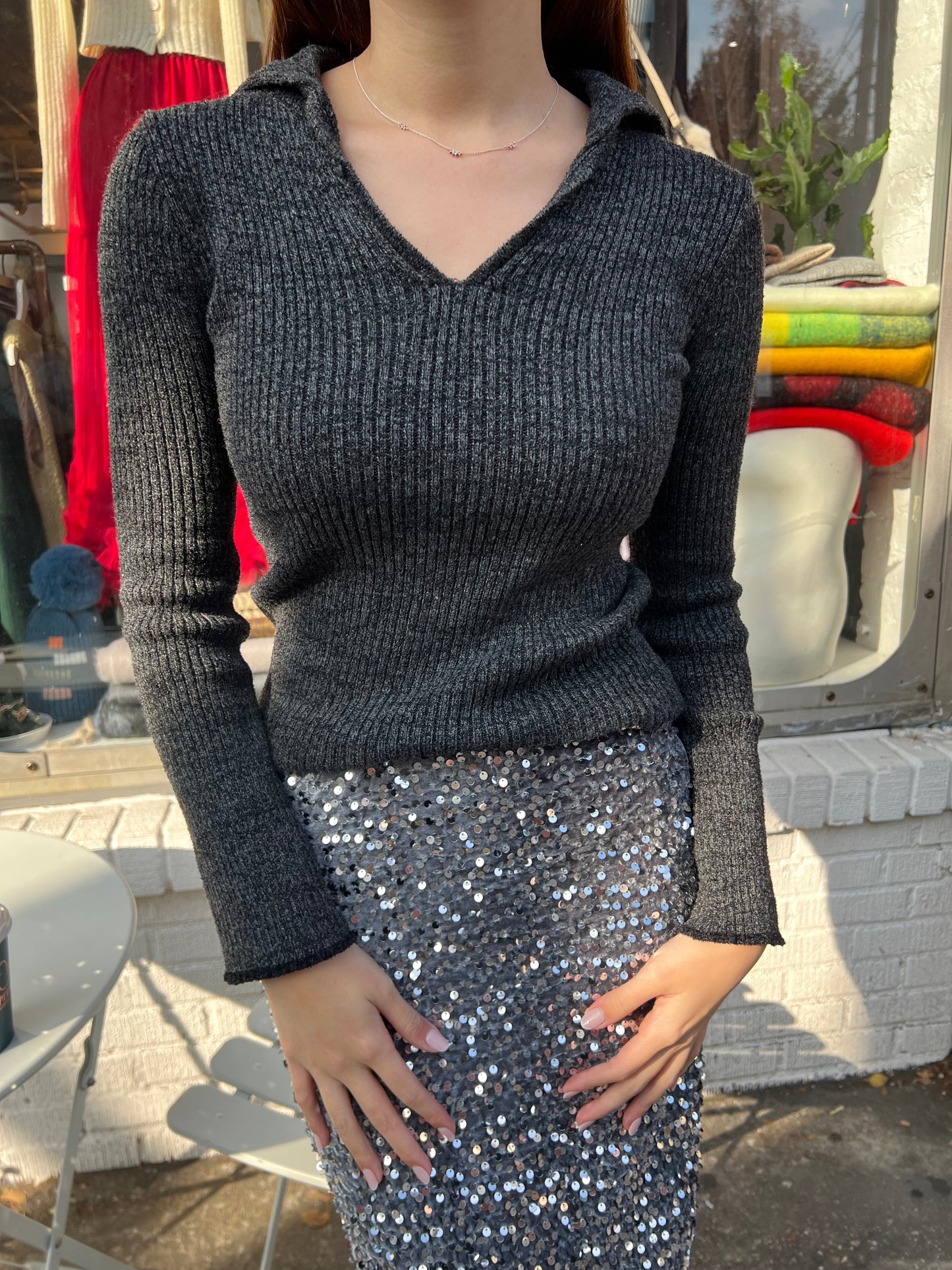 collared vneck sweater