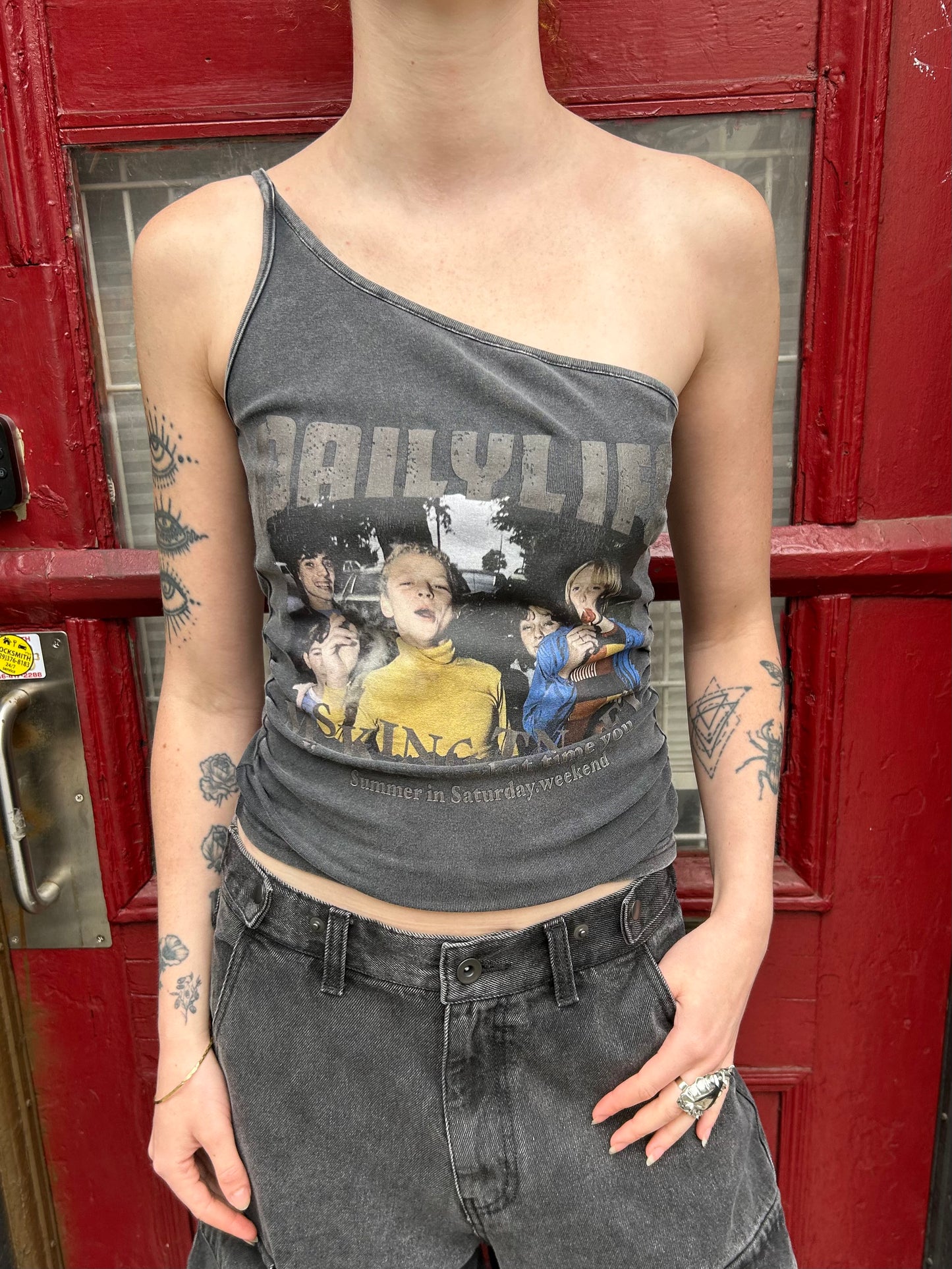 1 shoulder printed tank