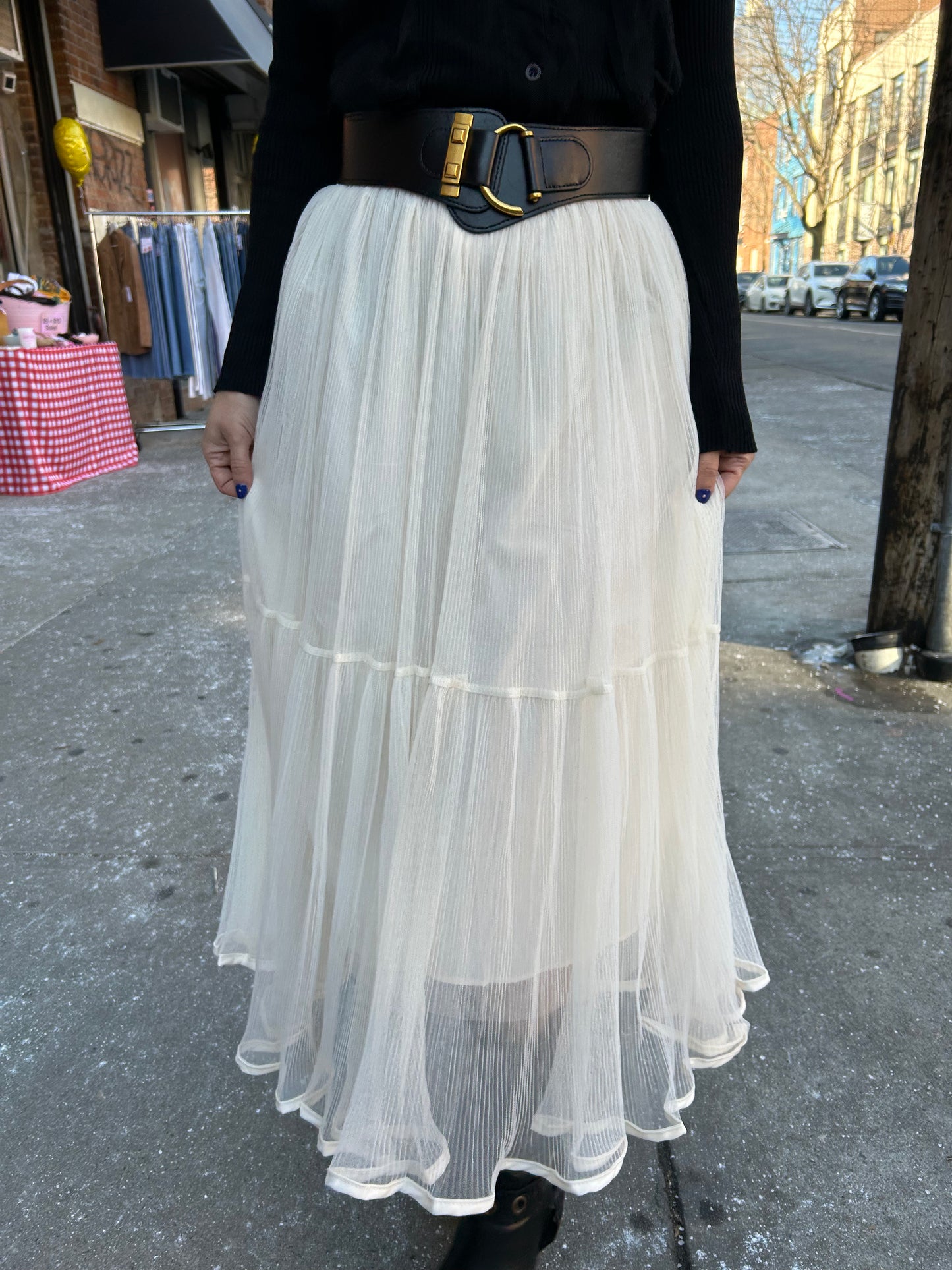 2 tiered long mesh skirt