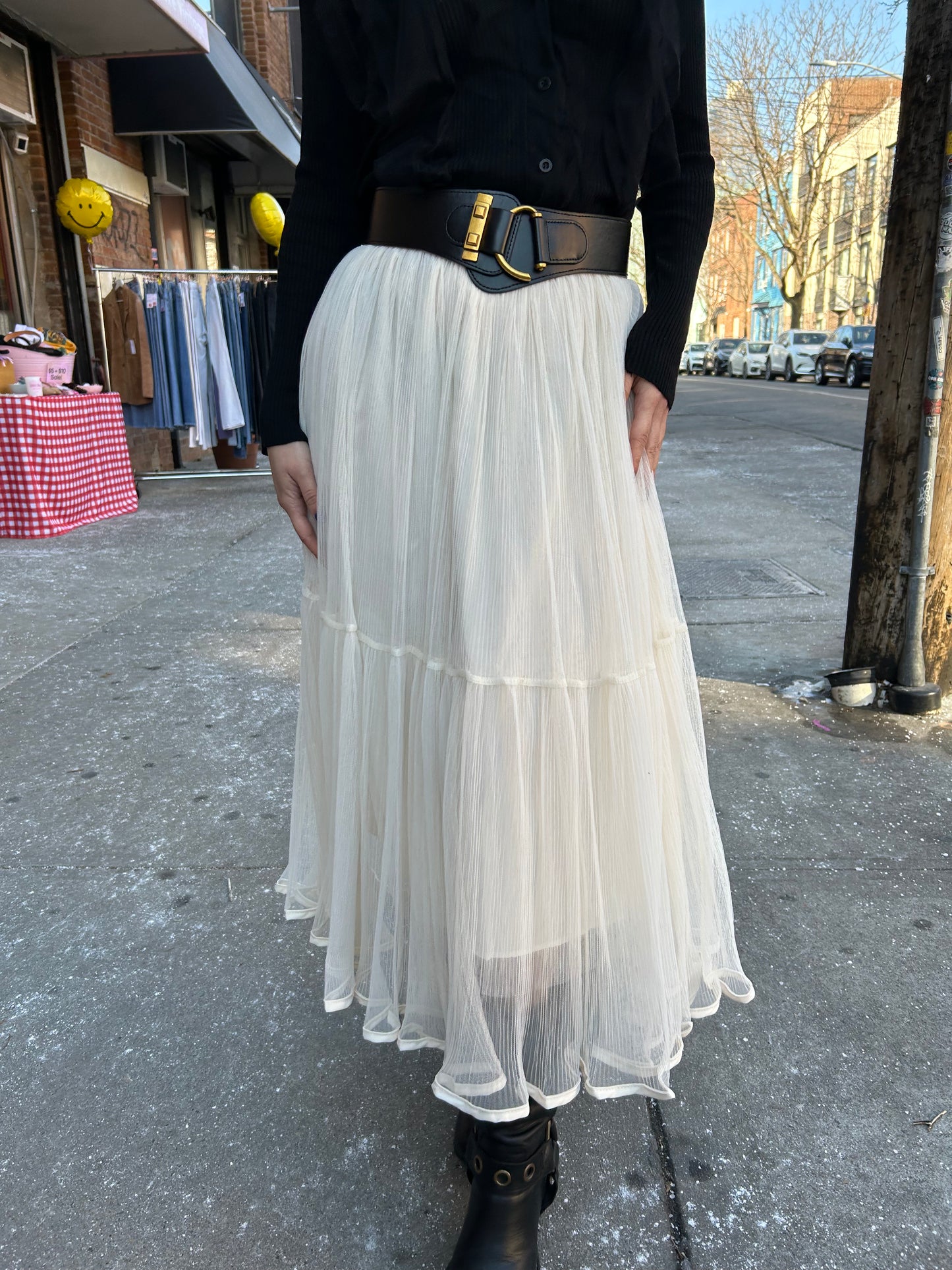 2 tiered long mesh skirt