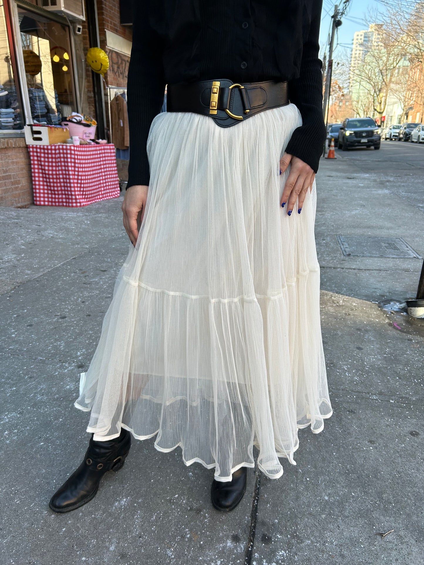 2 tiered long mesh skirt