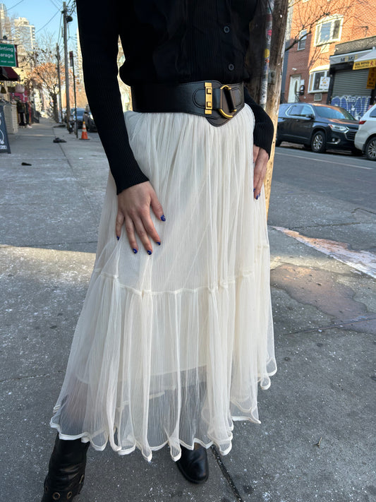 2 tiered long mesh skirt