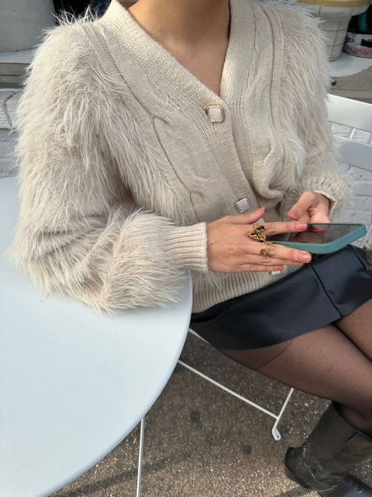 faux fur knit jacket