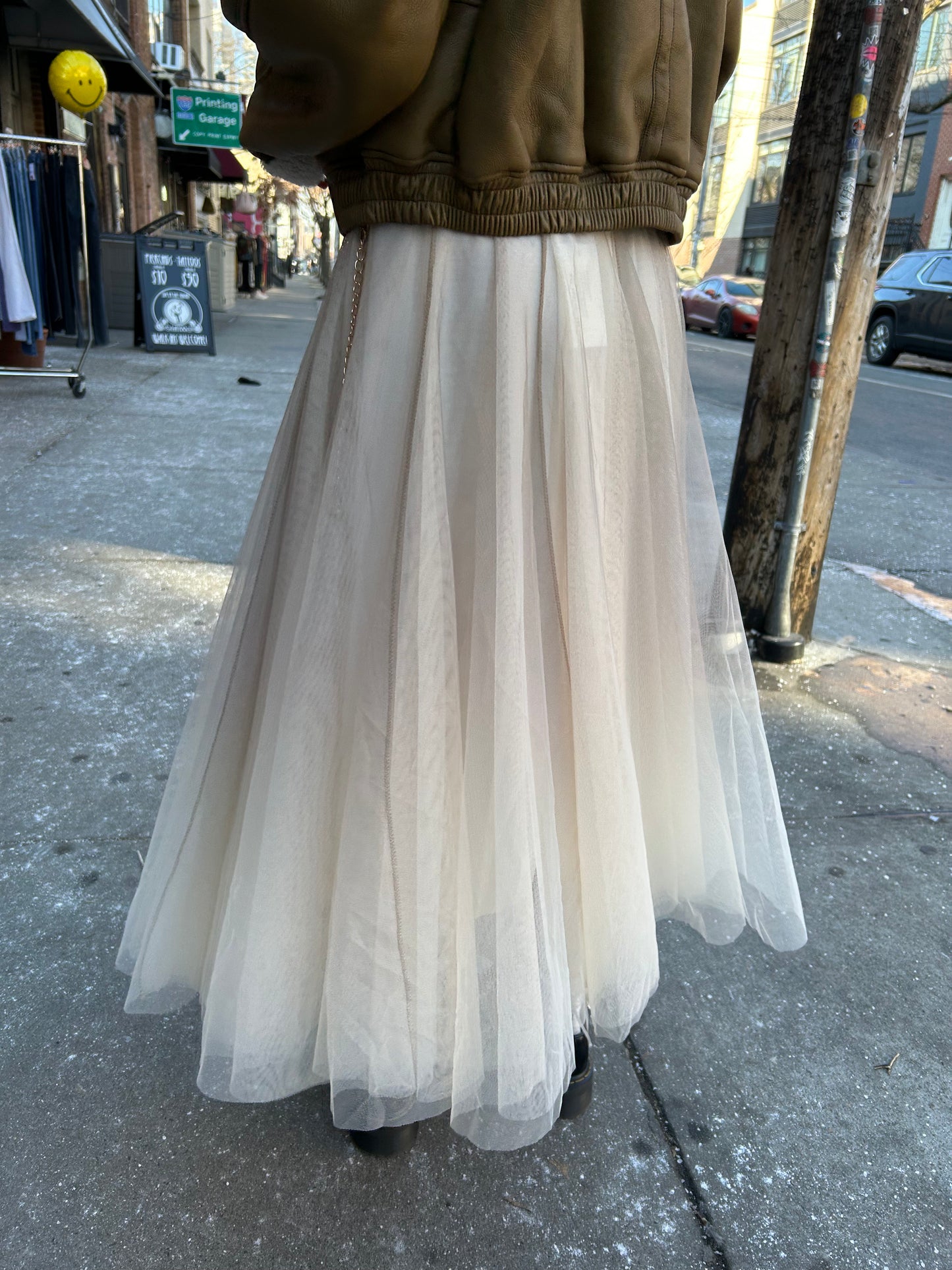 long ombre mesh skirt