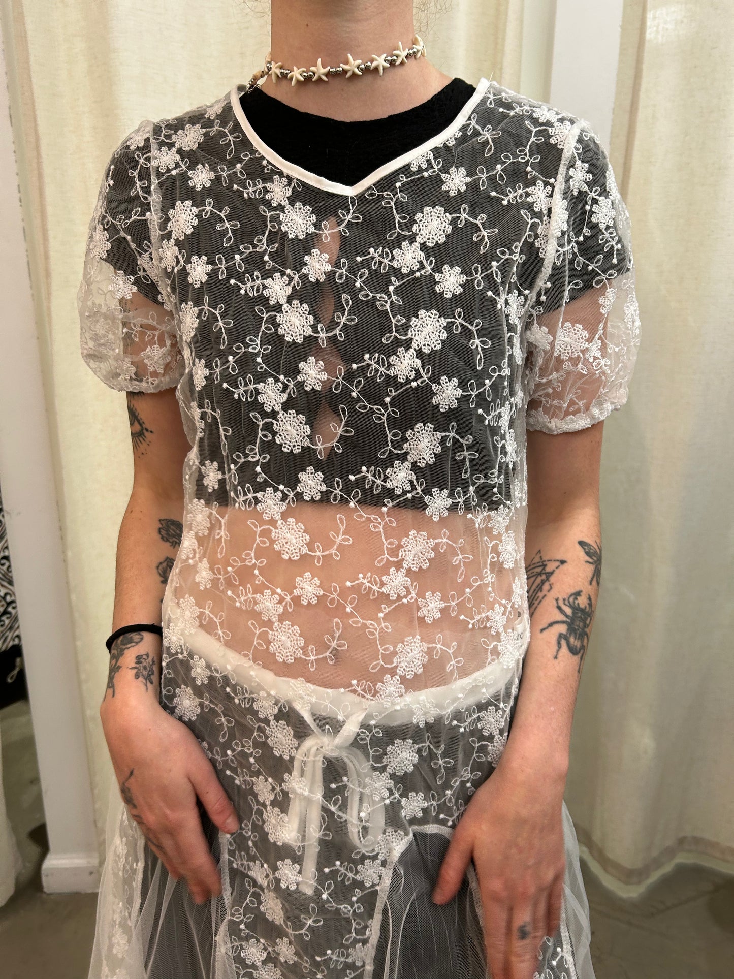 short slv see through dress