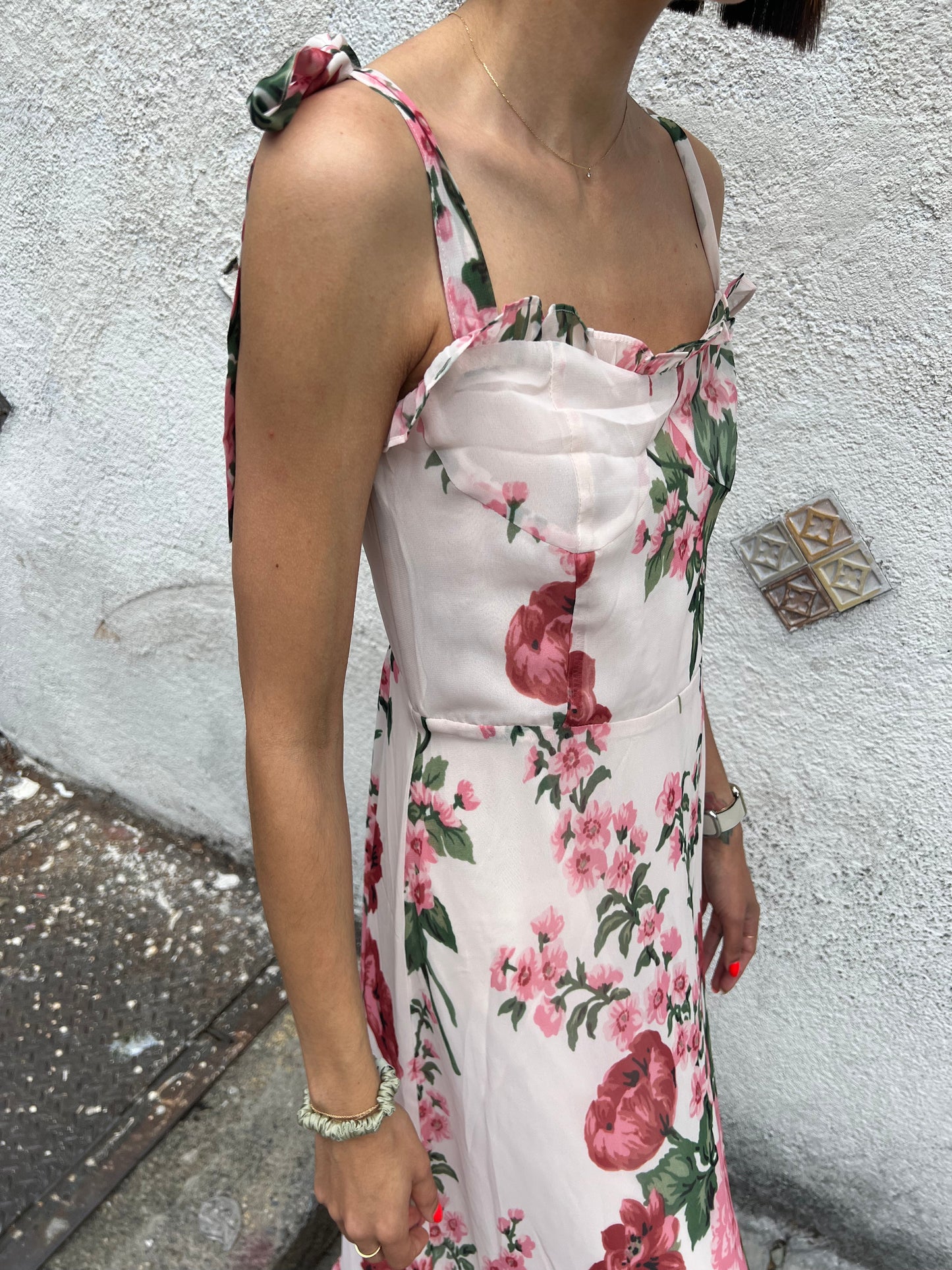 long floral fitted dress