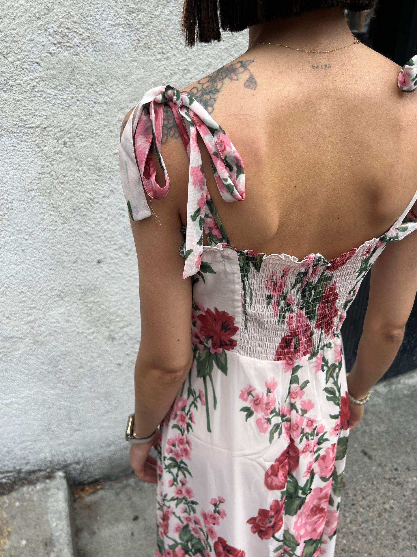 long floral fitted dress