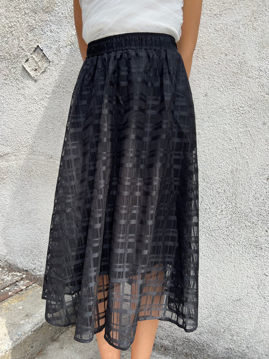 long patterned skirt