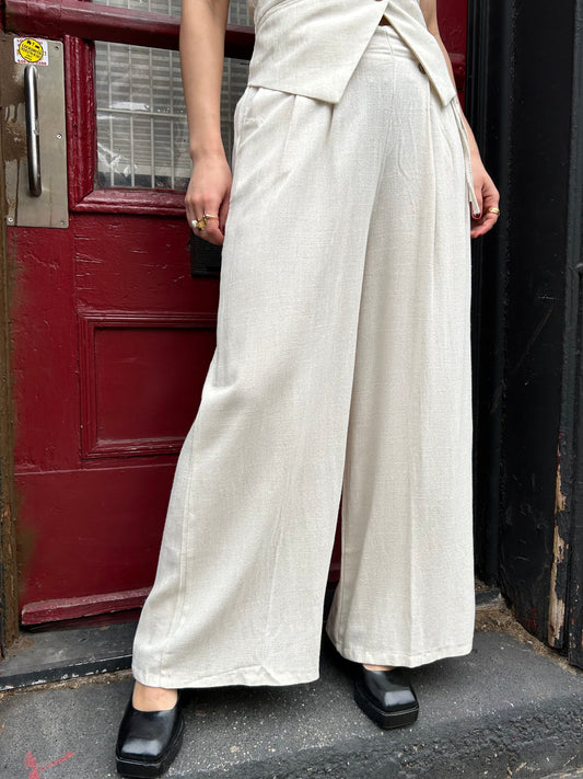 2 side button side tie casual pant