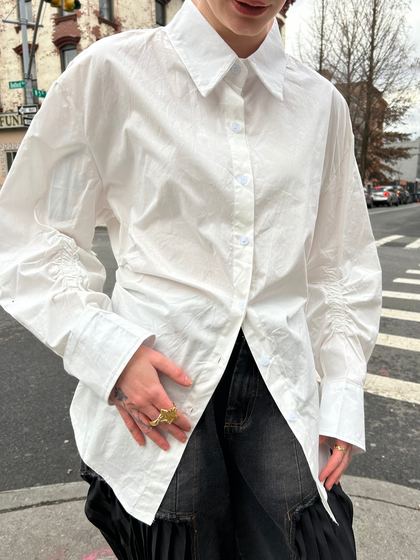 ruched slv long blouse