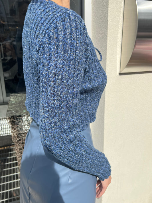 braided tie up knit top