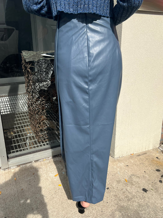 long faux leather skirt