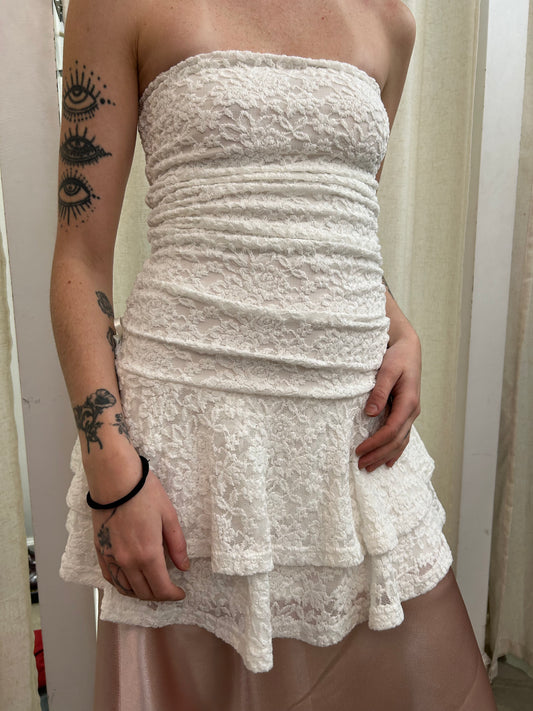 strapless lace dress