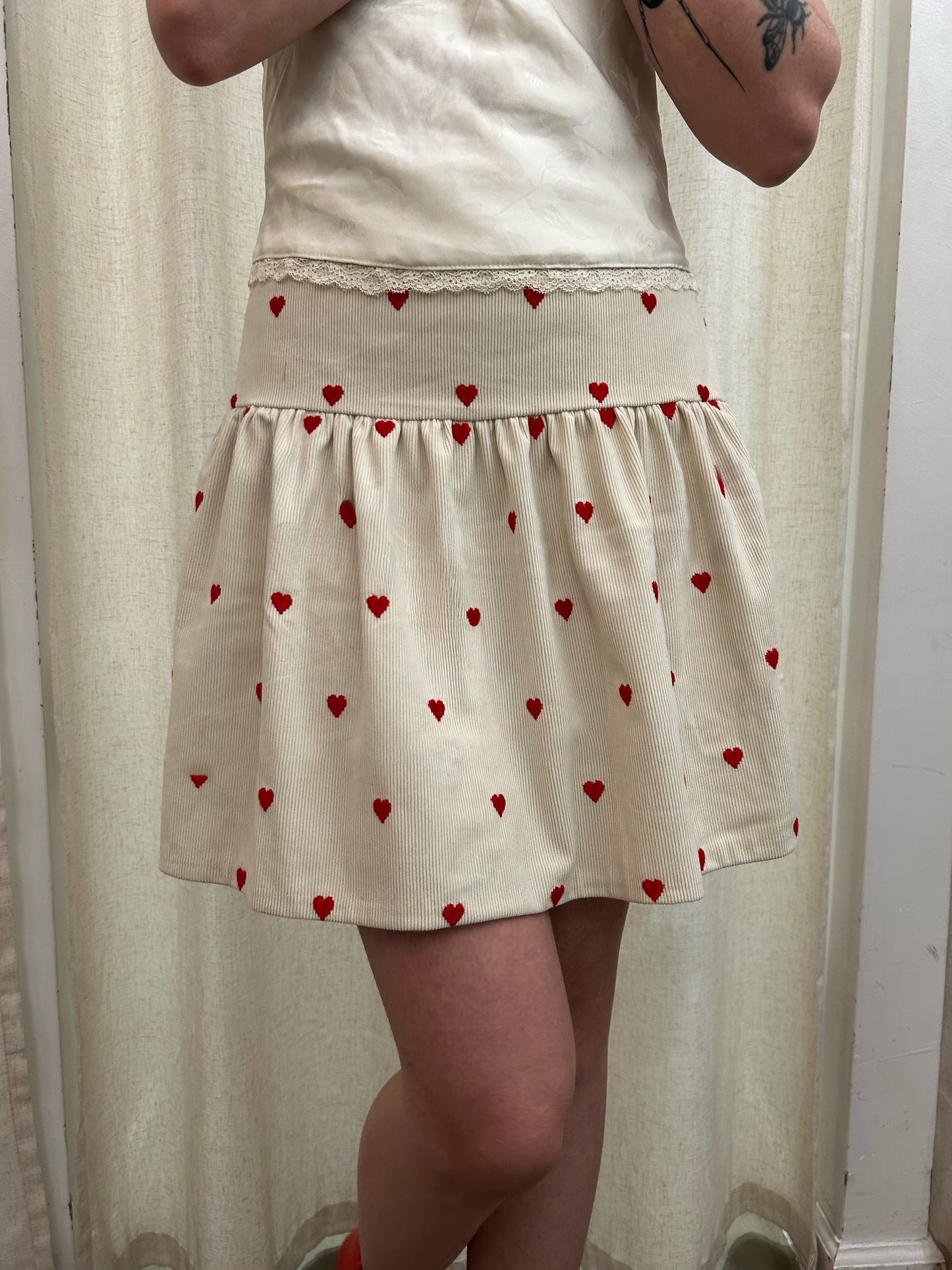 ditsy heart short skirt