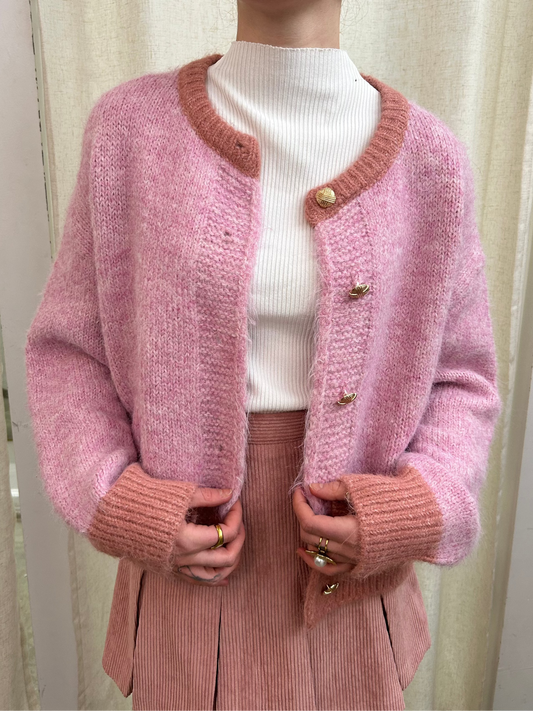 contrast trim colored cardigan