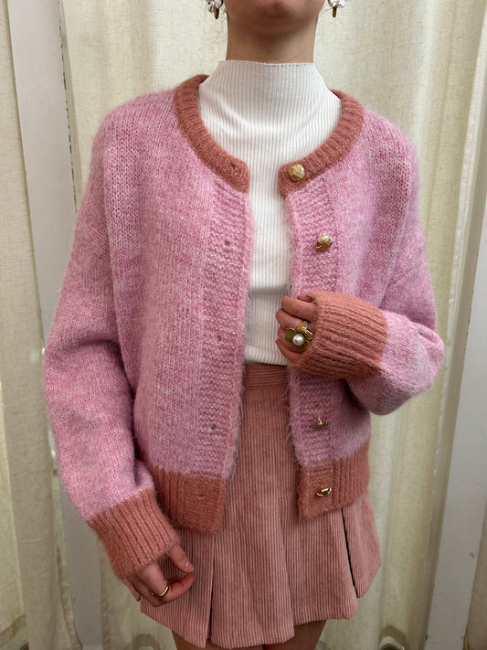 contrast trim colored cardigan