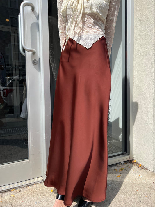 long satin skirt
