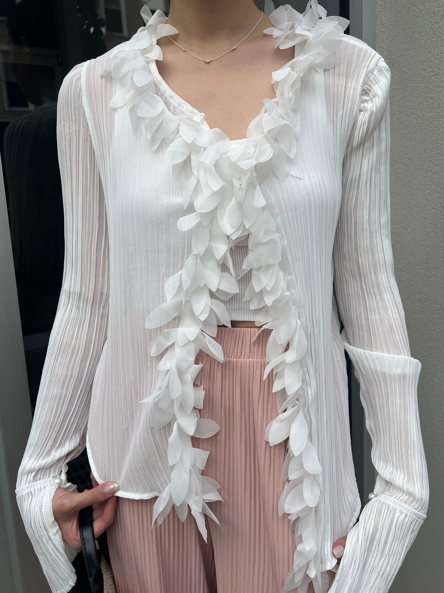 pleated blouse w trim