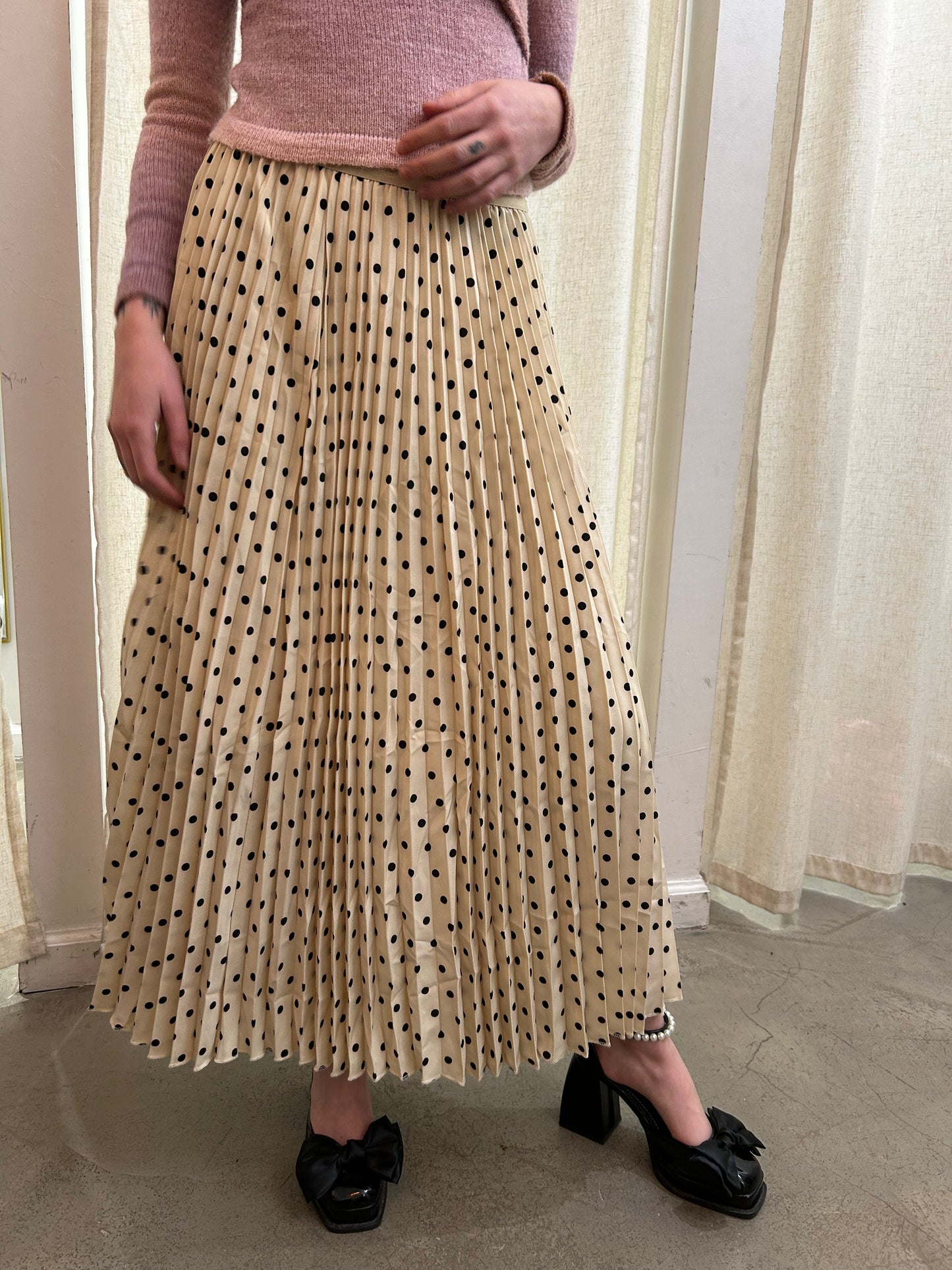 polka dot pleated skirt