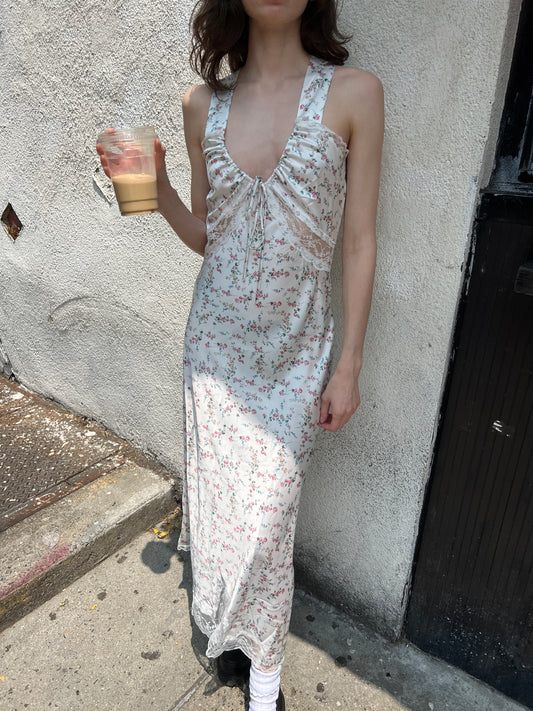 deep v sleeveless long dress