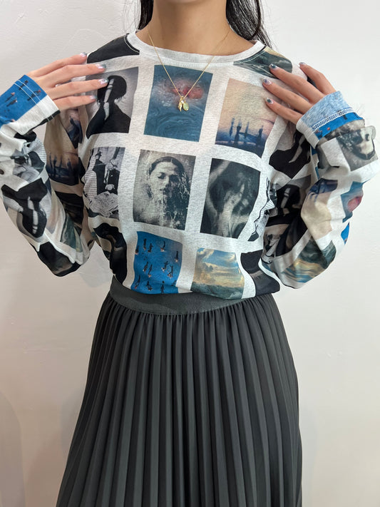 photo print mesh top