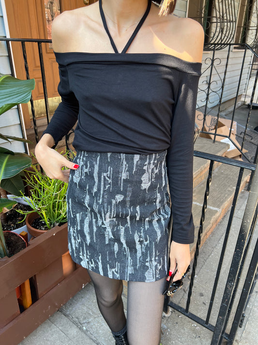 cold shoulder halter long slv tee