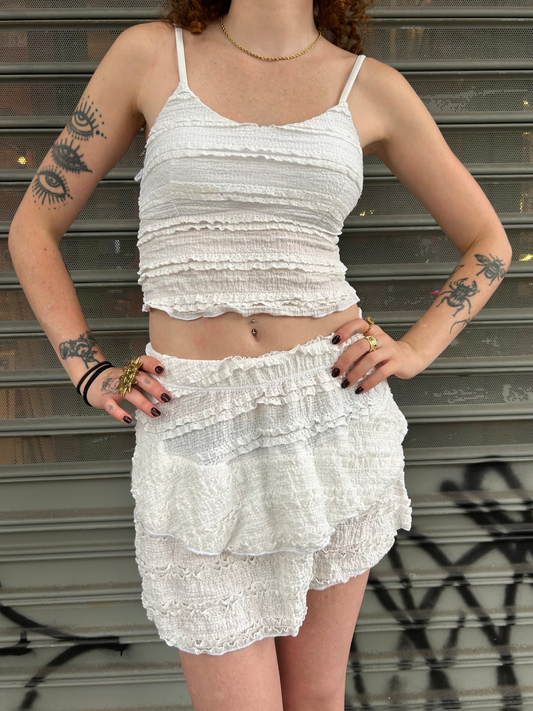 ruffle cami w ruffle skirt set