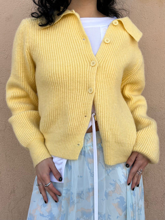 collared knit cardigan sweater