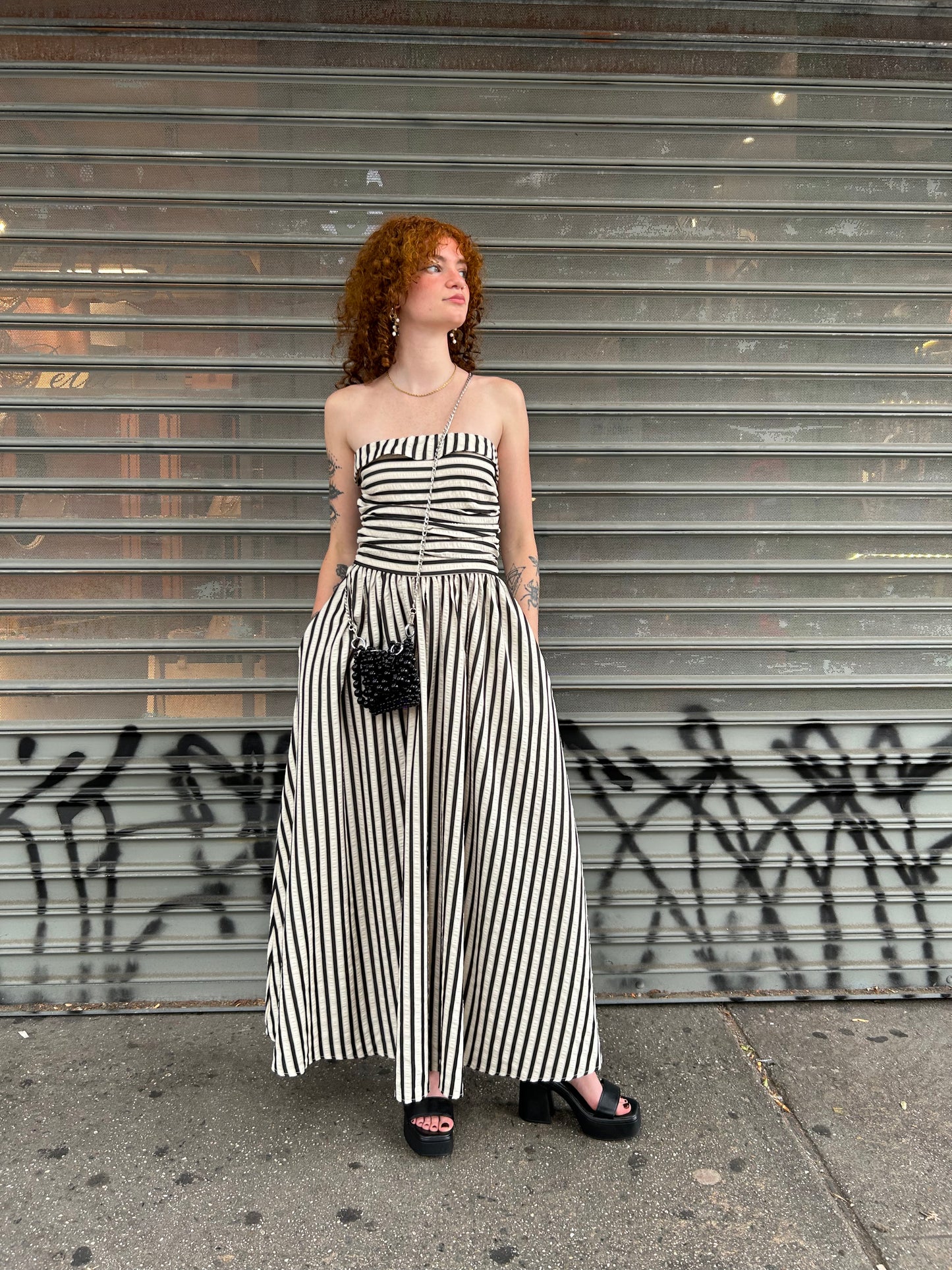 strapless stripe dress