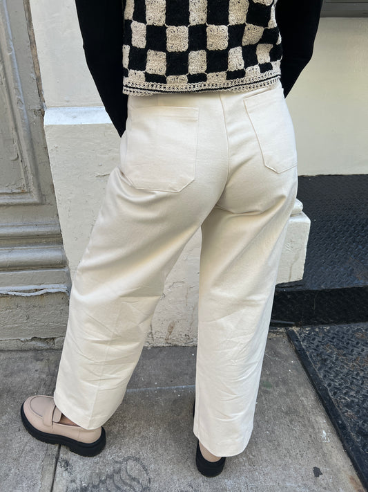 wide leg 1 button pant