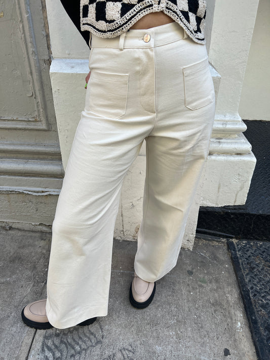 wide leg 1 button pant