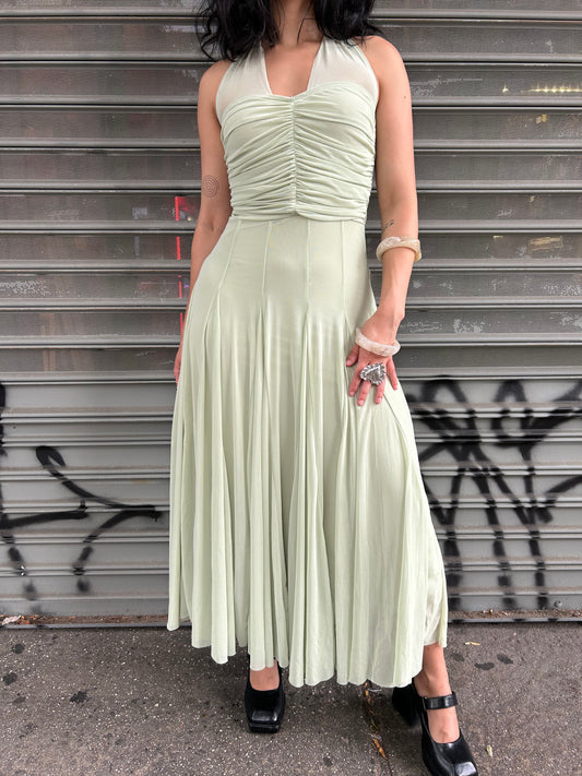 front ruched long dress
