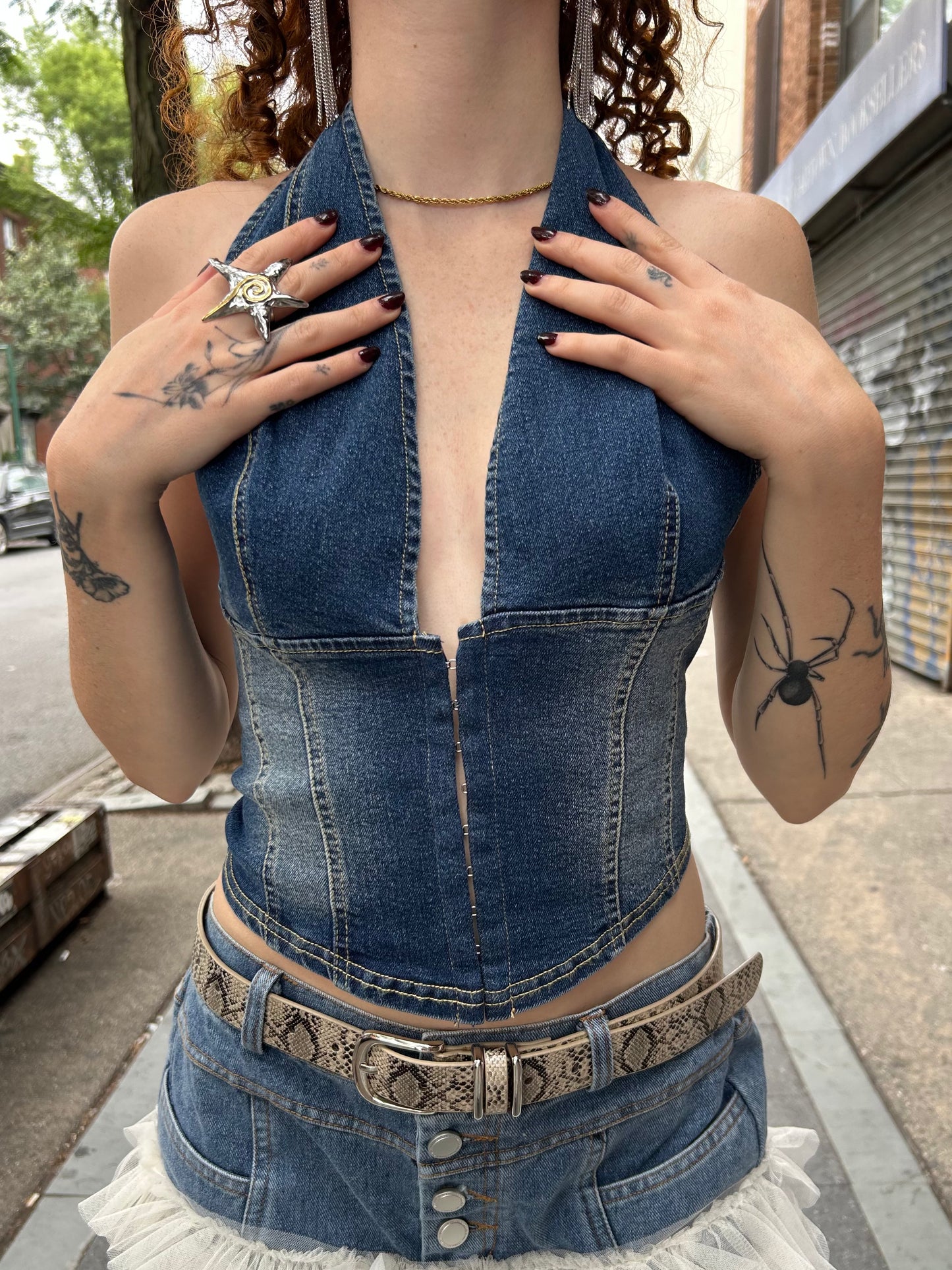 denim halter top