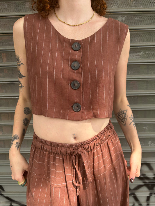 crop pinstripe top