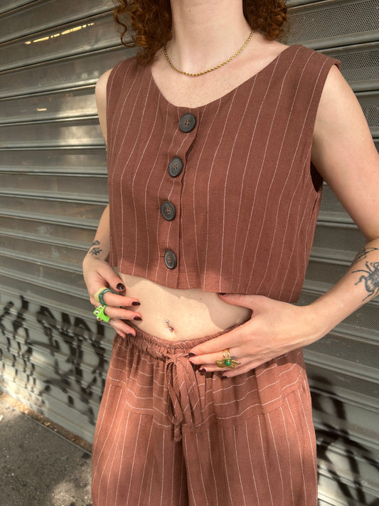 crop pinstripe top
